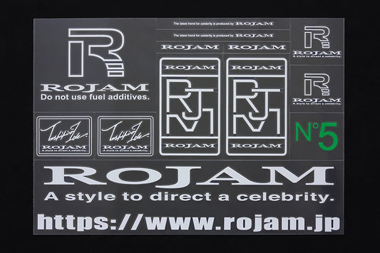 ROJAM カッティングステッカー B5 ホワイト/ネオングリーン